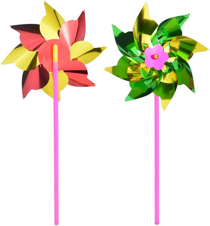 100pcs Plastic Rainbow Pinwheel,Windmill Party Pinwheels DIY Pinwheels Set for Kids Toy Garden Lawn Party Decor (100)