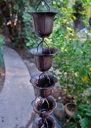 Nutshell Stores Flower Cups Rain Chain - Bronze - 17 Feet