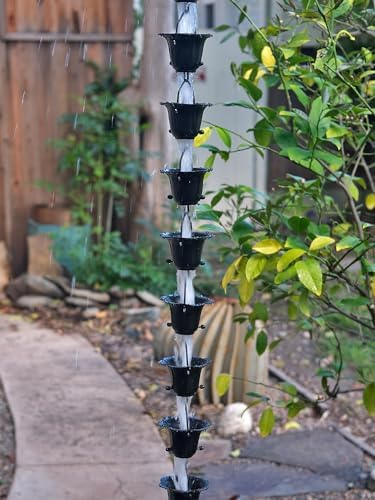 Nutshell Stores Flower Cups Rain Chain - Black - 13 Feet