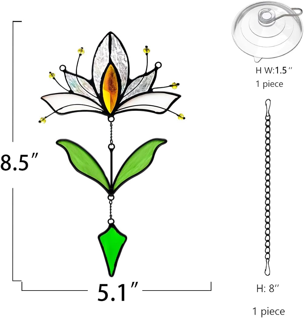 Lotus Flower Gifts Stained Glass Suncatcher for Window Hanging,Fake Flowers Decor Sun Catchers Indoor Window,Best Flower Gifts for Women, for Mom Grandma