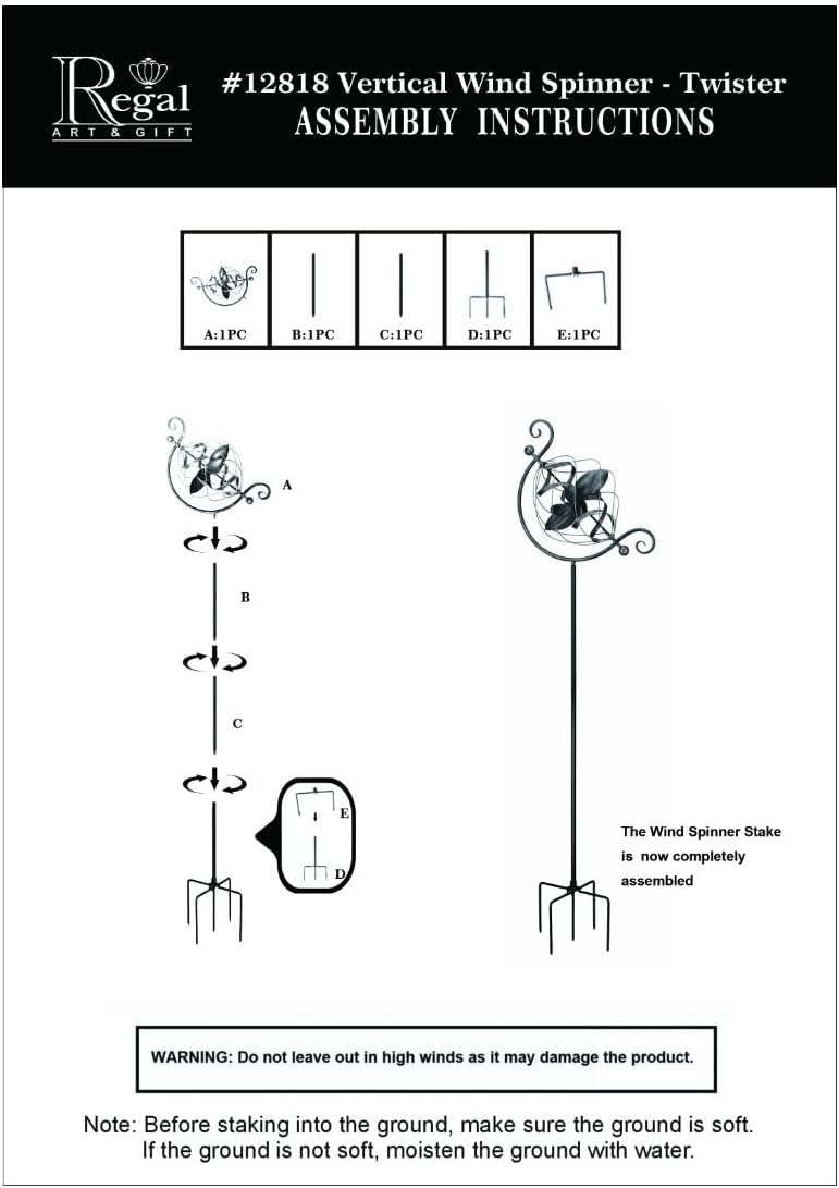 Regal Art & Gift Twister Wind Spinner – Metal Yard Decorations Outdoor | Kinetic Garden Spinner for Lawn, Pathway, or Flower Bed | Weather-Resistant Outdoor Sculpture - 19 Inch