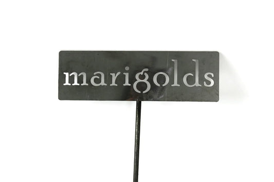 Classic Metal Garden Markers 19 Inches Tall (marigolds, Raw, Unfinished Steel (will rust with time))