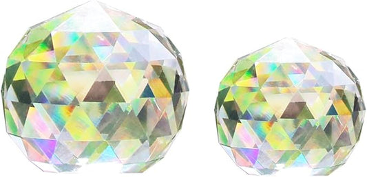 2 Pack Clear Crystal Ball Prism Window Rainbow Maker Window Prisms Suncatcher for Feng Shui, (80mm+60mm)
