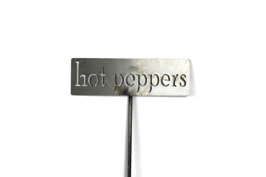 Classic Metal Garden Markers 19 Inches Tall (hot peppers, Raw, Unfinished Steel (will rust with time))