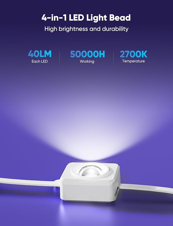 APPECK Permanent Outdoor Lights 400ft with 288 LED Lights, 144W Smart RGBW Eaves Lights, DC 36V, 40LM, IP67 Waterproof String Lights for Halloween Christmas Decor, Compatible with Alexa, White