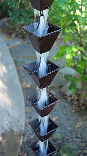 Nutshell Stores Medium Square Cups Rain Chain - Bronze - 13 Feet