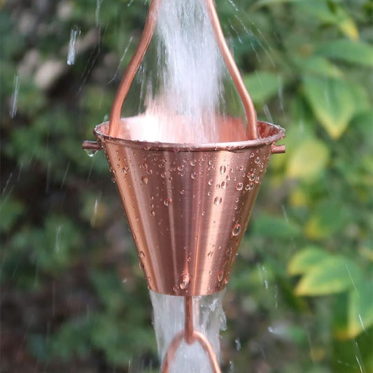 Nutshell Stores Steel Cups Rain Chain - Copper Plated - 9 Feet