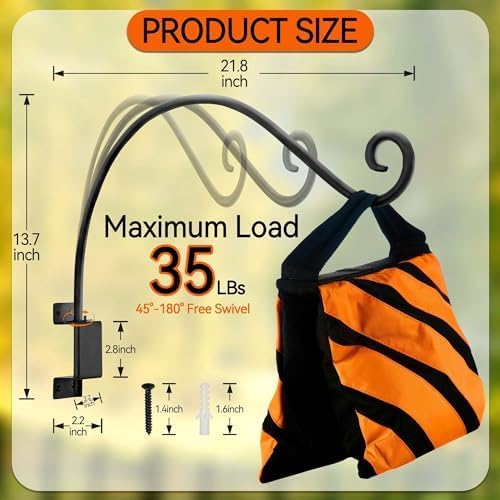 Qiang Ni Swivel Plant Hanger Bracket: Bird Feeder Hanger for Outdoor Wall Mount (22 - A, 22 Inch)