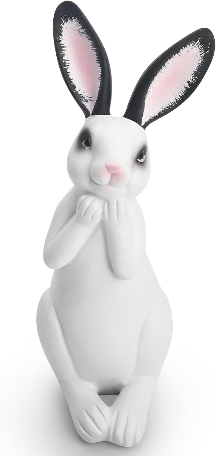 Resin Rabbit Figurine Modern Style Sculpture Statue Collectible Figurines for Home, Bedroom, Living Room, Cabinets, Office, Bookshelf, Desktop Decor