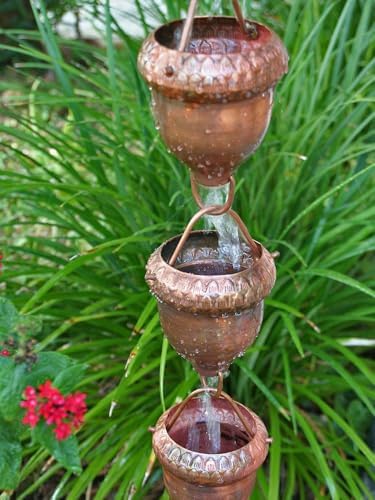 Nutshell Stores Acorn Cups Rain Chain - Copper - 17 Feet