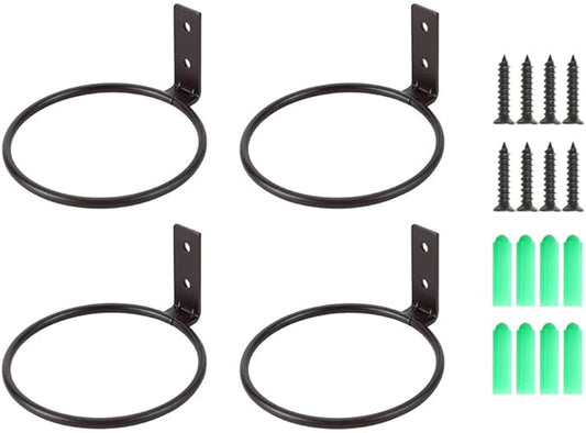 4 Pack 4in Flower Pot Holder Ring Wall Mounted Metal Planter Hooks Hangers Wall Bracket Wall Planter Hook (4, 4")