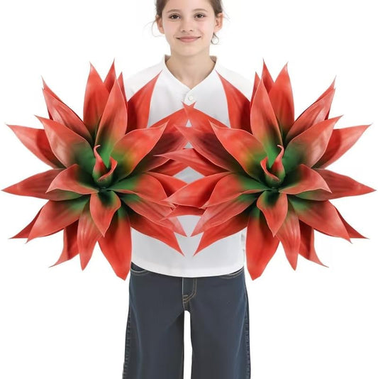 Velener Fall Fake Agave Artificial Plant, Red Fake Succulents Plant for Room Decor, Unpotted Faux Agave Stems Plant for Fall Outdoor/Indoor Decor, 22 inches, Set of 2