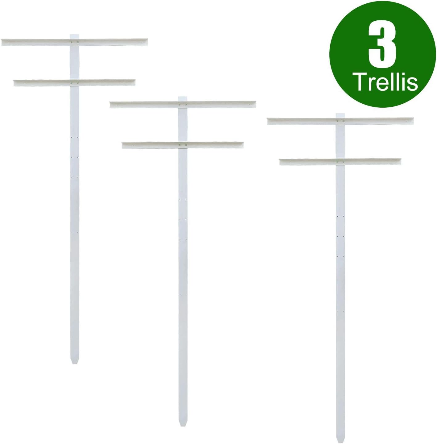Grape Vine Trellis 7ft Tall 3pcs Set for Raspberry and Grape Plants, Heavy Duty, Easy to Install Vineyard Trellis, Fiberglass Rust-Proof, 3Trellises