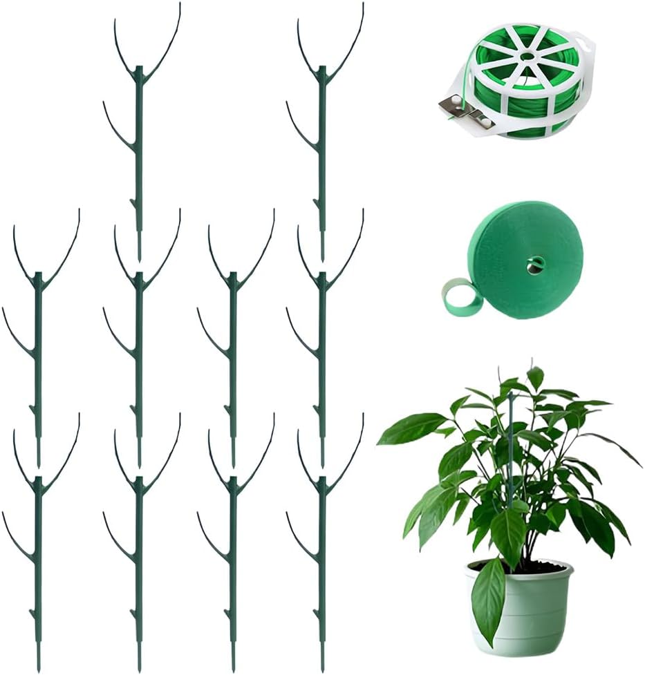 10 Pack Stackable Monstera Plant Support, Garden Plant Stakes for Indoor Outdoor Plants, Climbing Plant Support Structures Moss Pole Monstera Plant Holder Sticks Support Tall Potted Plants (10 Pack)
