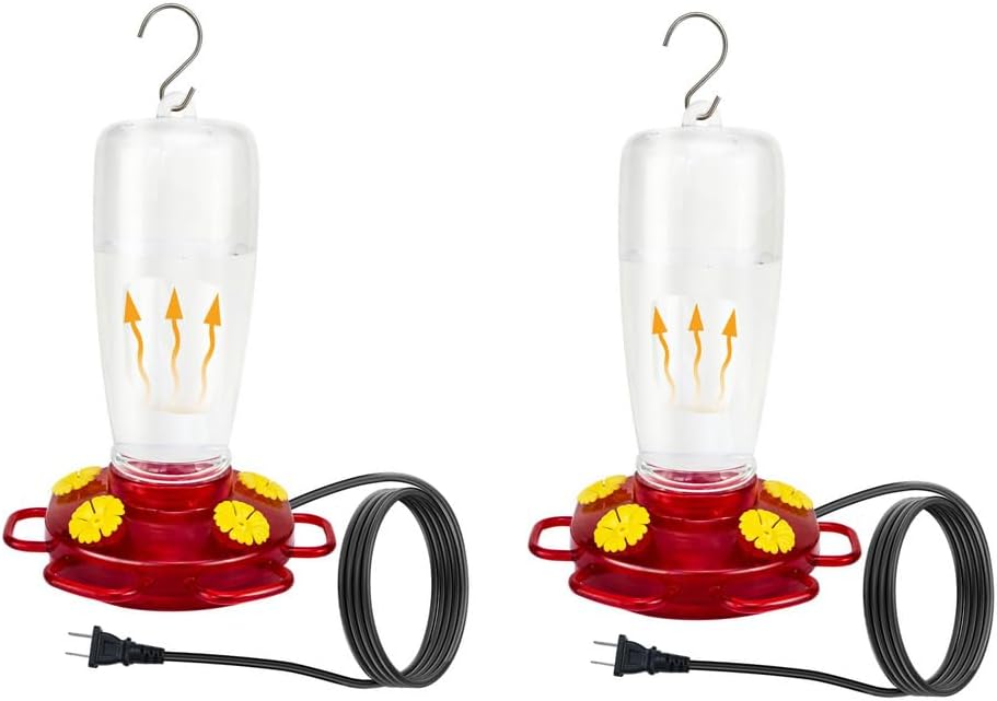 Heated Hummingbird Feeder for Outdoor Winter,Bird Nectar Feeder for Garden Decor,Window Hanging with a Suction Cup and Installation Bracket,Prevents Water Freezing in Cold Weather(2pc)