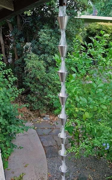 Nutshell Stores Steel Cups Rain Chain - Stainless Steel - 17 Feet