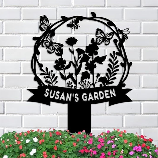 Personalized Garden Stake Metal Sign, Outdoor Metal Flower Garden Signs,Custom Garden Name Sign,Lawn Signs,Yard Sign,Gardening Decor Gifts 18inch