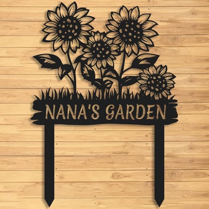 Personalized Metal Flower Garden Sign with Stake,Sunflower Garden Decor for Outdoor,Patio Yard Decor,Gifts for Gardeners style 10