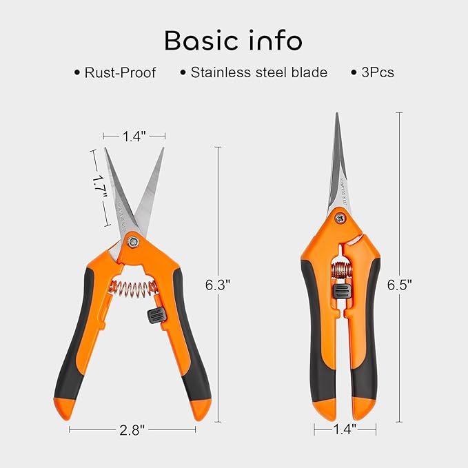GROWNEER 6 Packs Pruning Shears Gardening Hand Pruning Snips with Straight Stainless Steel Precision Blades
