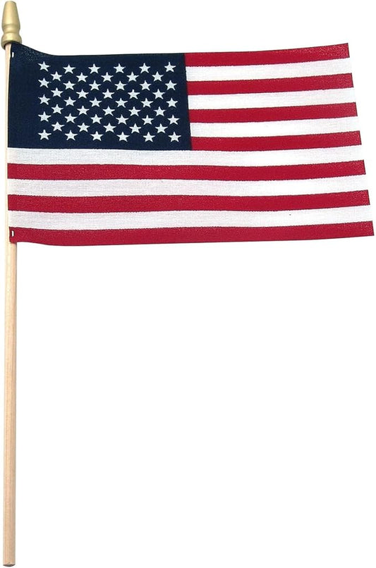 Super Tough Small American Stick Flags 4’’x6’’ | Cotton Outdoor Flag on 10’’ Wooden Stick with Spear Tip | Hand Held Flags Patriotic Decor for Various Holiday Parties and National Flag Day | 500 Pack