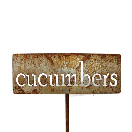 Classic Metal Garden Markers 19 Inches Tall (cucumbers, Naturally Rusted)