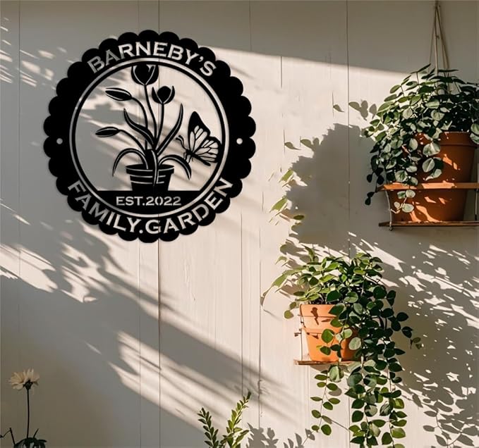 Custom Garden Metal Wall Art Personalized Garden Name Sign Yard Sign Decorative Outdoor Gardening Decor Gifts for Gardeners