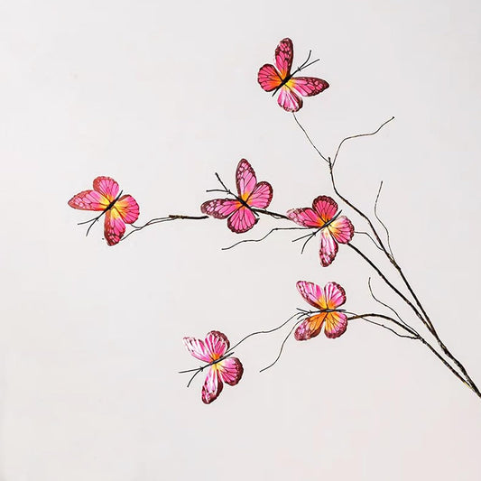 Artificial Butterfly Branche, Simulation Branch Stems with Fake Butterfly Floral Arrangement for Vase Filling Home Office Party Decoration (red)