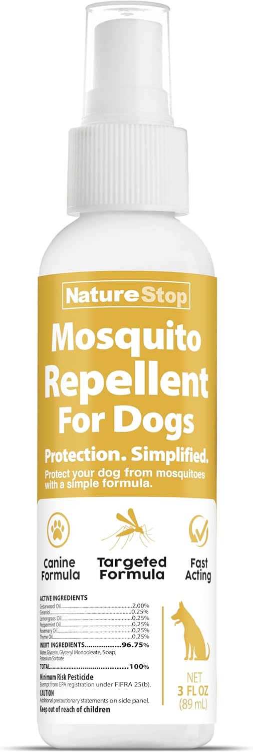 Mosquito Repellent Spray for Dogs, DEET-Free Travel-Size Bug Spray for Outdoor Protection, 3 oz