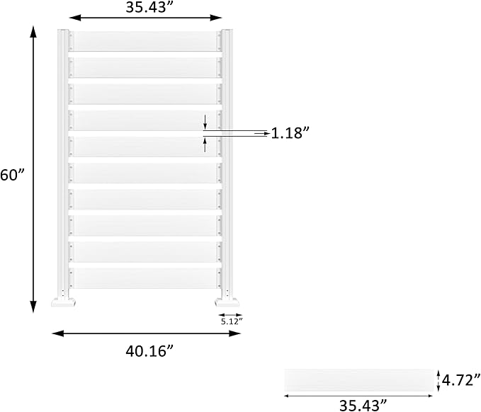 MUPATER 5ft × 3.3ft Wooden Privacy Screen,Easy No-Dig Installation,Two Setup Methods,Aluminum Post,Outdoor Use on Hard Surfaces&Soil,Ideal for Hiding Trash Cans,Air Conditioner Fencing,White(1 Panel)
