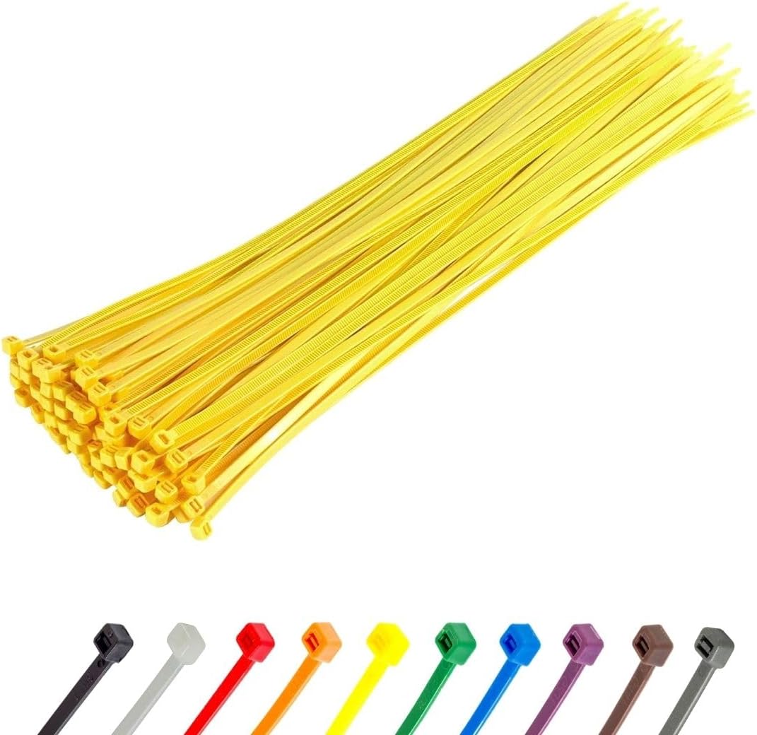 GTSE 14 Inch Yellow Zip Ties, 100 Pack, 50lb Strength, UV Resistant Long Nylon Cable Ties, Self-Locking 14" Tie Wraps