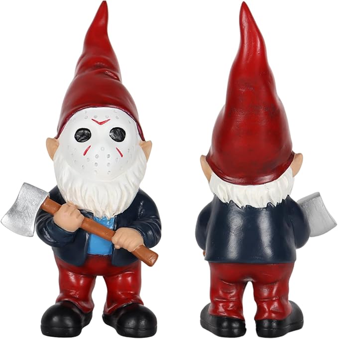 Garden Gnomes Table Decor Statue Holding Axe for Home Decoration Red