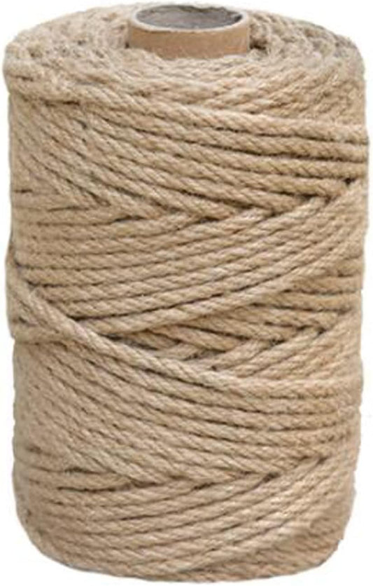 1/6 in (4 mm) X 328 Ft (100 Meters) Jute Twine Rope String for Home Decorating, Cat Scratcher Post Tree, DIY Arts Crafts, Garden, Binding, Packing Material
