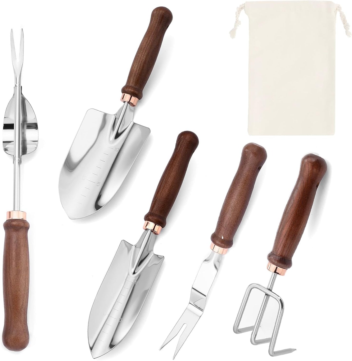 Gardening Tools-Garden Handle Tools Flower Spade Digging Loosening Hand Rake Weed Puller Garden Tools Make Ideal Gifts for Gardening Enthusiast(5Set)