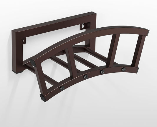 Garden Hose Holder Wall Mounted, Outdoor Heavy Duty Metal Water Hose Holder Hanger Holds 125-ft Water Pipe, Sturdy Detachable Hose Storage Organizer Reel Rack for Outside Garden Lawn Yard Farm, Bronze