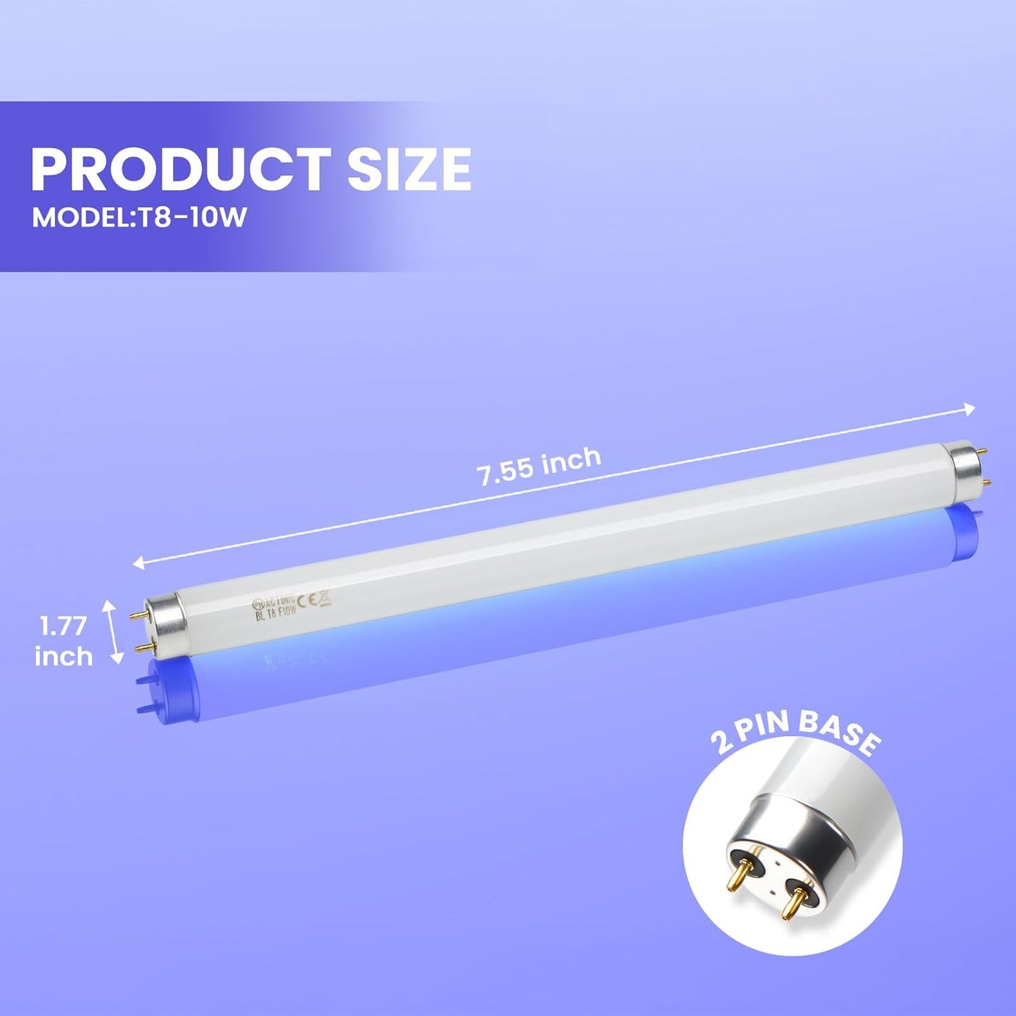 LiBa Bug Zapper Replacement UV Lamp Bulb - 10W Light Tubes, Compatible with 20W Indoor Electronic Mosquito Lamp, Suitable for LiBa Indoor Mosquito Zapper