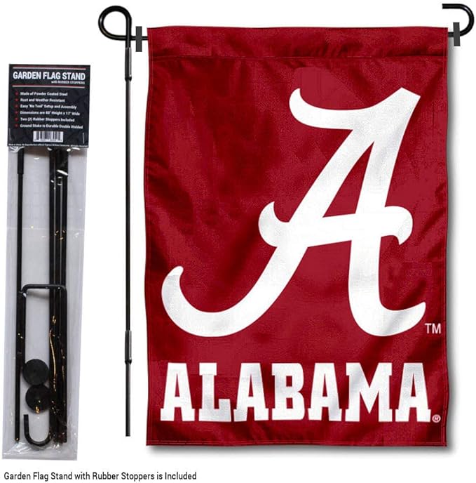College Flags & Banners Co. Alabama Crimson Tide Script A Garden Flag with Stand Holder