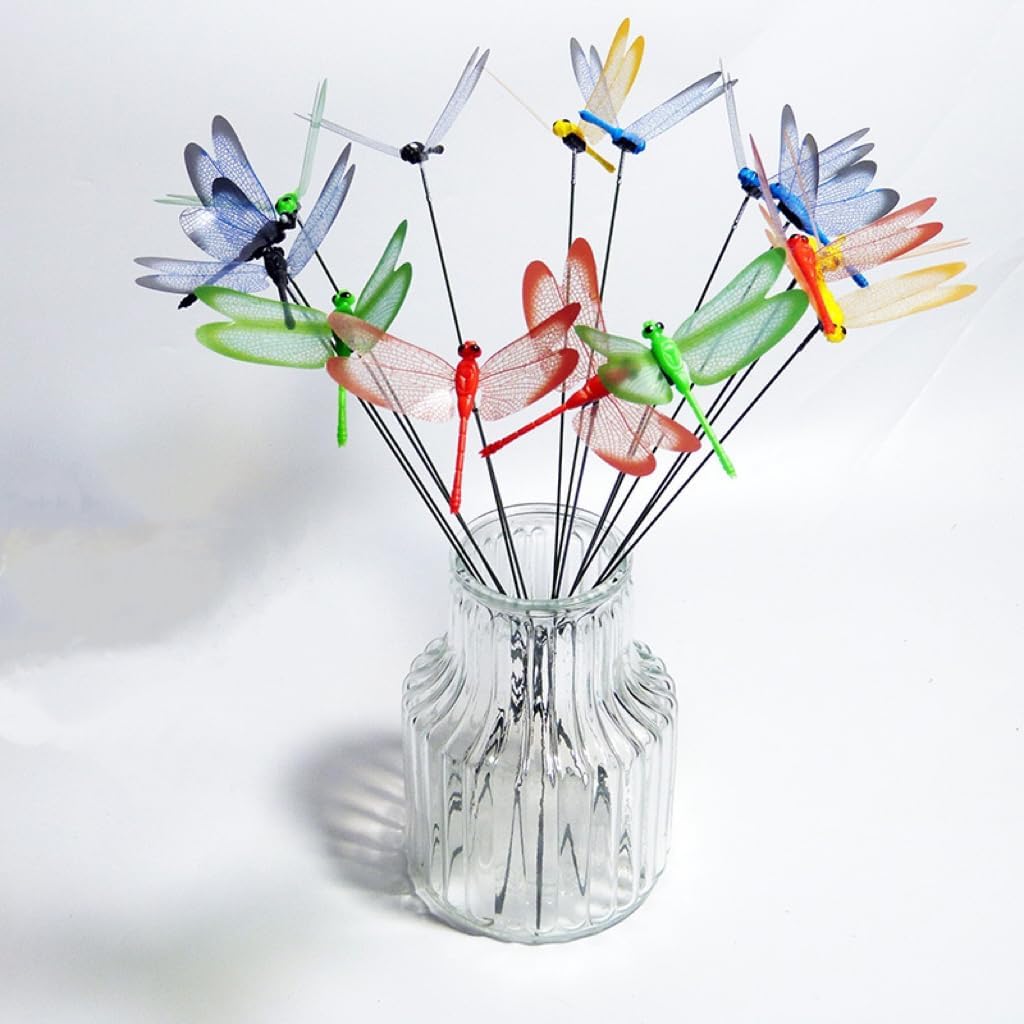 20Pcs Dragonfly Stakes, 9.8inch Dragonfly Garden Ornaments 3D Dragonfly Patio Decor Party Supplies for Indoor, Outdoor, Yard, Christmas Decor