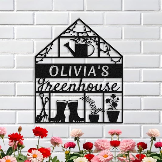 Personalized Greenhouse Metal Wall Art,Custom Garden Name Sign,Greenhouse Decor,Indoor Outdoor Metal Garden Plaque,Backyard Yard Patio Decor,Gifts for Gardeners style 16