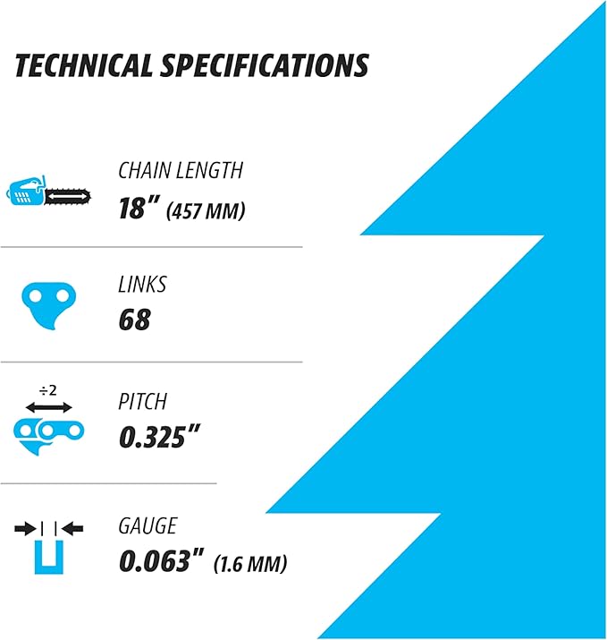 STIHL 18 Inch Chainsaw Chain 0.325" Pitch, 063" Gauge, 68 Drive Links, German Steel, fits 26RS 68 Fits Stihl (PRE 2023 .063" Gauge) 025, MS250, MS251-3005 008 4717, 36390050068 (3 Chains)