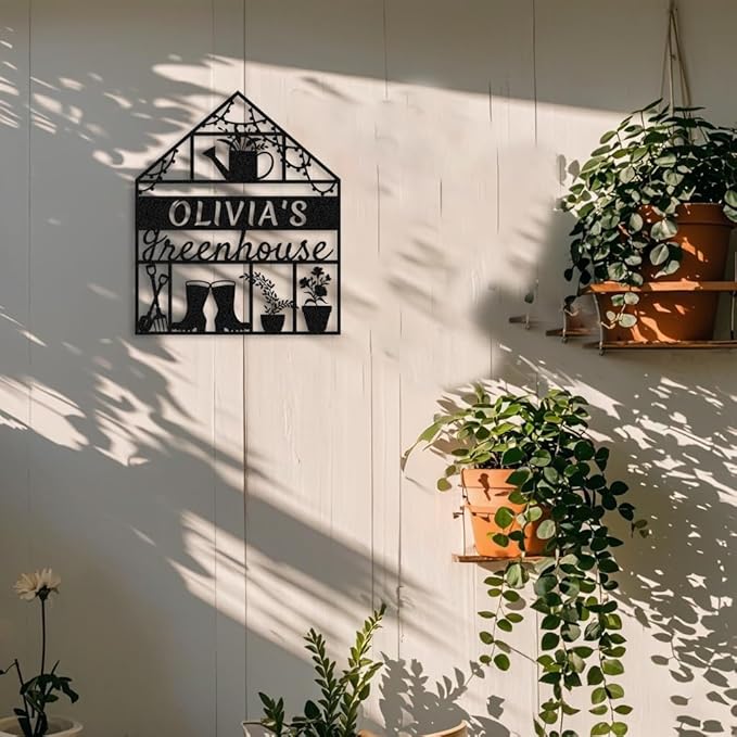 Personalized Greenhouse Metal Wall Art,Custom Garden Name Sign,Greenhouse Decor,Indoor Outdoor Metal Garden Plaque,Backyard Yard Patio Decor,Gifts for Gardeners style 16