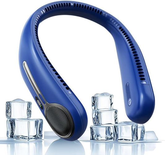 Portable Neck Fan,Hands Free Personal Wearable Bladeless Fan,6000mAh USB Rechargeable,360° Cooling,LED Display,4-Speeds,Birthday Gifts for Men Women Dad Mom,Stocking Stuffers Christmas Gifts (Navy)