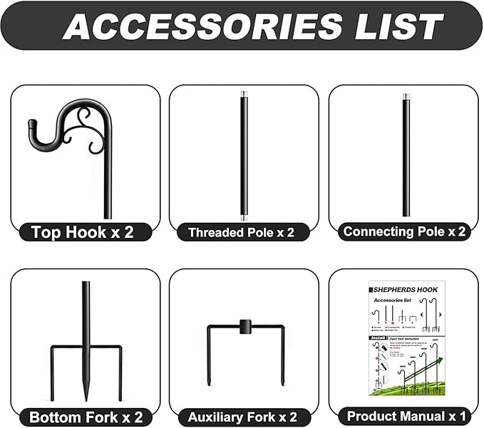 Shepards Hooks for Outdoor, 60 Inch Adjustable Shepherds Hook for Bird Feeders for Outside (2pcs), Heavy Duty Humming Bird Stand Feeder Pole, Metal Garden Hooks Hanger for Outdoor Décor