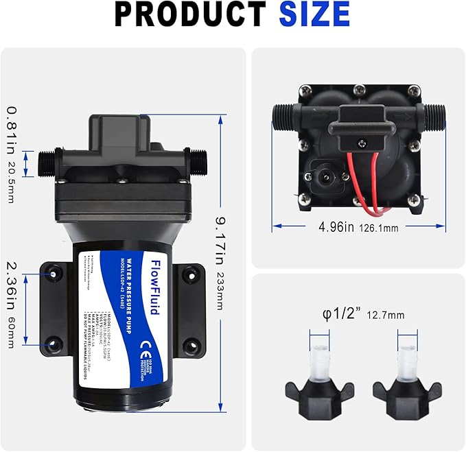 Water Pressure Booster Diaphragm Pump 110V AC for House,70PSI 5GPM Water Transfer Pump with Plug,On Demand 4-Chamber Self-Priming Water Pump with Filter for Bathroom Kitchen Irrigation Spray