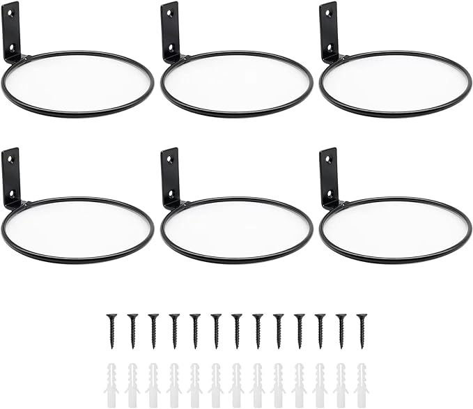 6 Pack 6 Inch Wall Flower Pot Holder Ring Plant Hanger, Metal Planter Hooks Wall Mounted Bracket Heavy Duty for Outdoor Indoor