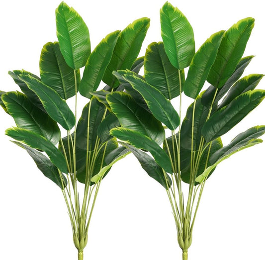 Melorca&Guilla Artificial Plants 2PCS 30“Artificial Bird of Paradise Plants,Faux Banana Tree,Fake Plants Tropical Greenery Shrubs Bushes for Garden Porch Window Box Shop Office Home Décor