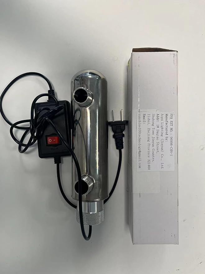 UV Pond Water Clarifier for 20-300 Gallon, UV Sterilizer for Swimming Pool, Spa, Large Fish Tank, Cold Plunge, 12MM/16MM/20MM/Pipe Diameter Available Ultraviolet Clarifier for Green Water