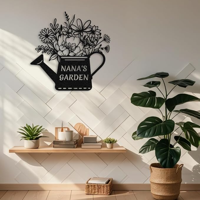 Personalized Metal Flower Garden Sign,Garden Kettle Metal Wall Art,Outdoor Patio Yard Decor,Gifts for Gardeners style 15