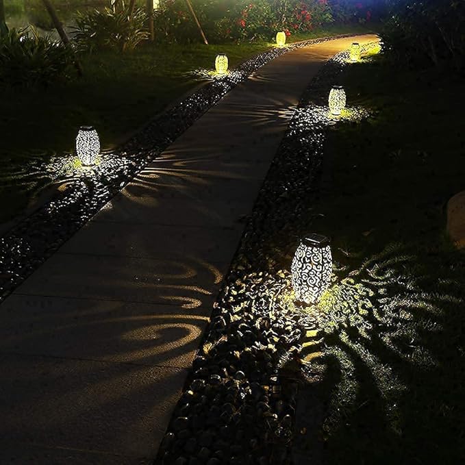 esgarden 2 Pack Upgraded 15 Lumens Outdoor Lanterns Gardening Gifts Patio Solar Lantern Hanging Powered Lights Waterproof Decorative Lamp Tabletop Decor Outside Decorations Table Christmas Gift Bronze