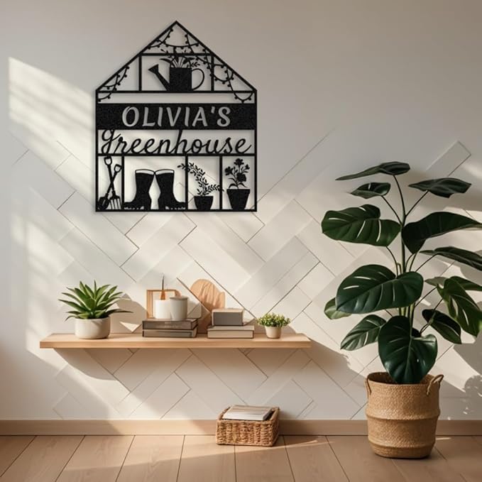 Personalized Greenhouse Metal Wall Art,Custom Garden Name Sign,Greenhouse Decor,Indoor Outdoor Metal Garden Plaque,Backyard Yard Patio Decor,Gifts for Gardeners style 16