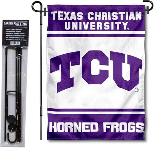 College Flags & Banners Co. Texas Christian Horned Frogs Garden Flag with Stand Holder